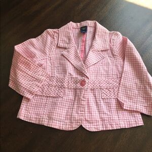 - OshKosh B’gosh 4T Girls Pink Gingham Cotton Blazer Donal